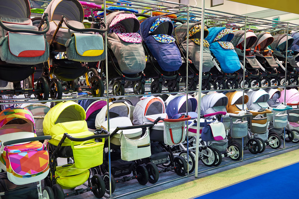 Baby carriages transport for newborns in the store